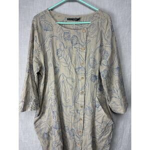 GUDRUN SJODEN DRESS Embroidered Florals Stitch Cotton EUC size Large